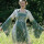 Medieval dress Cecilia with hood, green/natural, size XXL