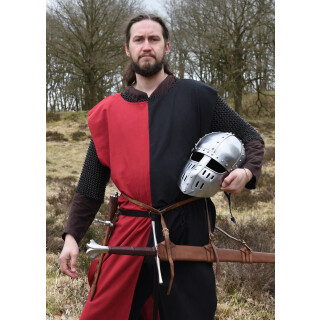 Medieval Tabard / Surcoat Eckhart, Mi-Parti, black/red, size S/L
