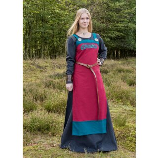 Viking Apron Dress Hilja with Embroidery, red