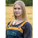 Viking Apron Dress Hilja with Embroidery, blue