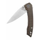 Leopard, 14C28N satin blade, Brown texture micarta handle