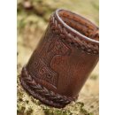 Dice Shaker, Leather with Embossed Thorshammer, brown